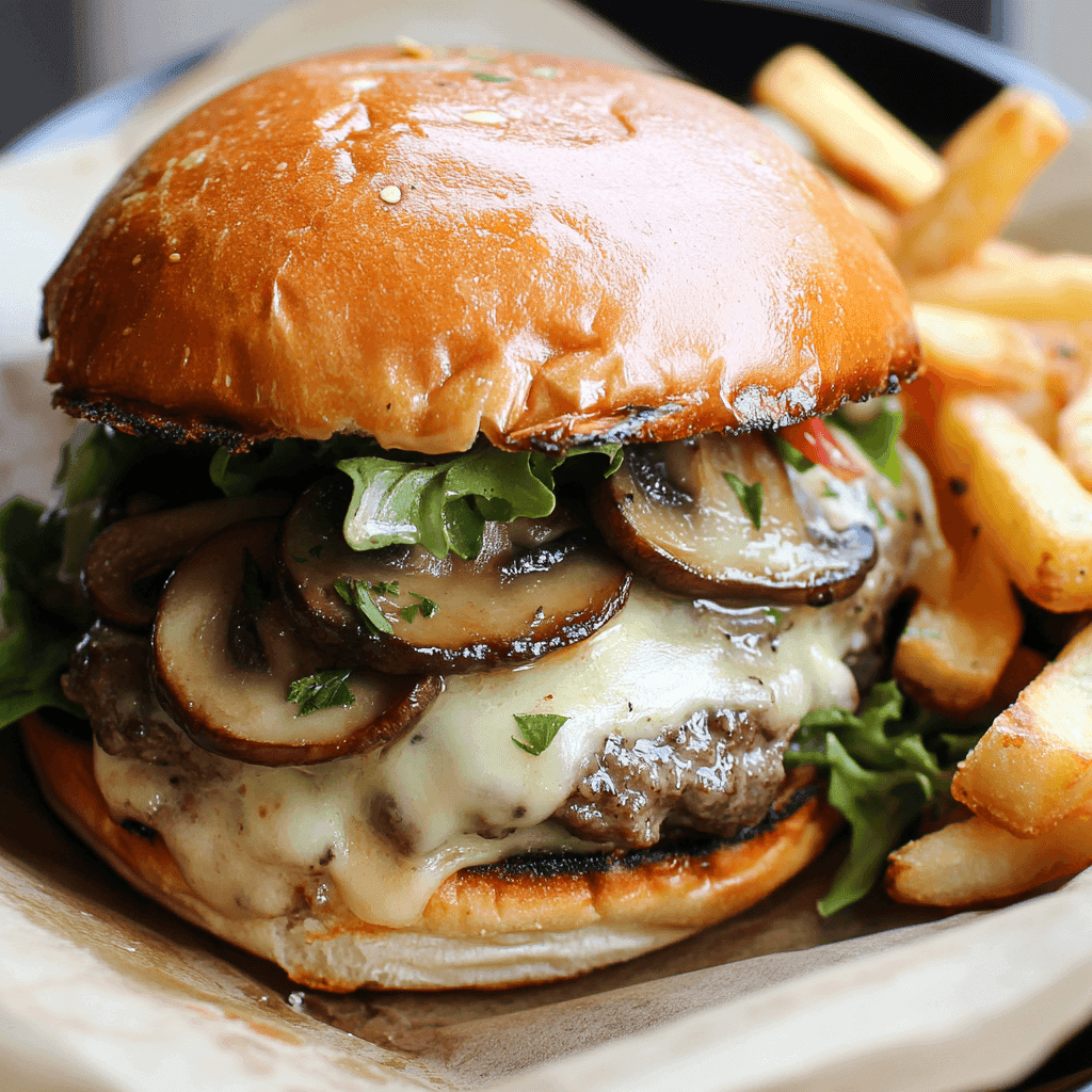 mushroom swiss burger